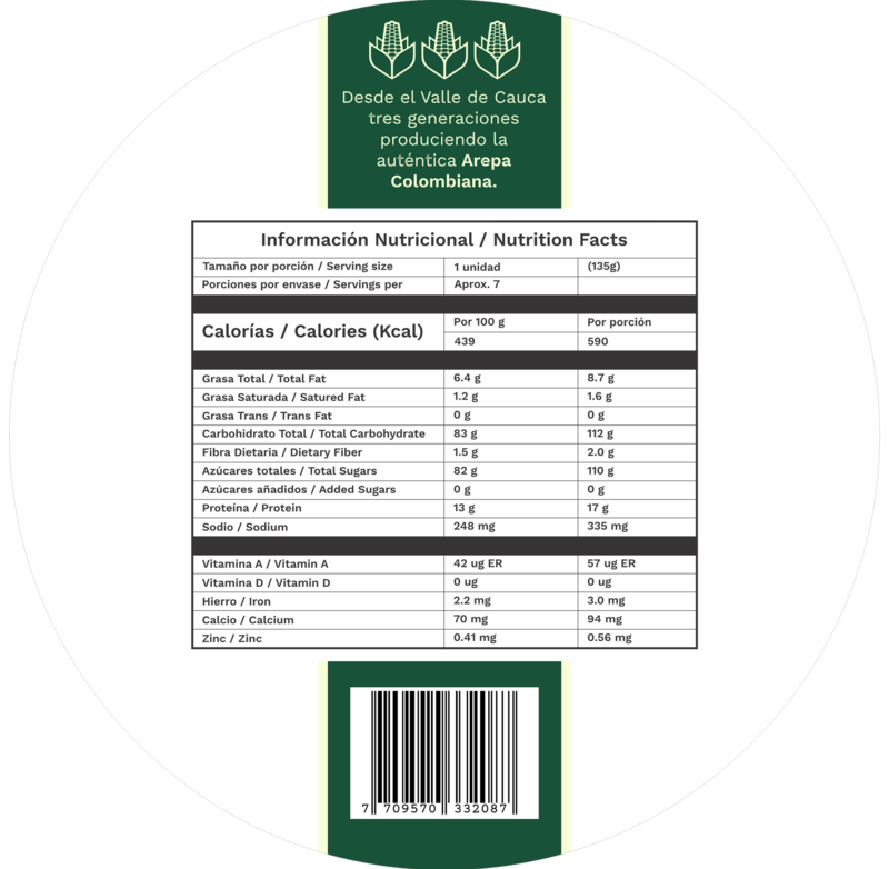 Imagen de la etiqueta con la tabla de información nutricional del empaque de Rellena Grandes (Rellena Grandes — 7 unidades, 950 g)